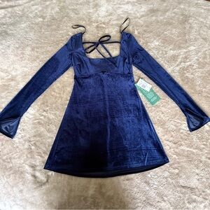 NWT Juniors Elegant Blue Velvet Dress Size 3 velvet mini dress